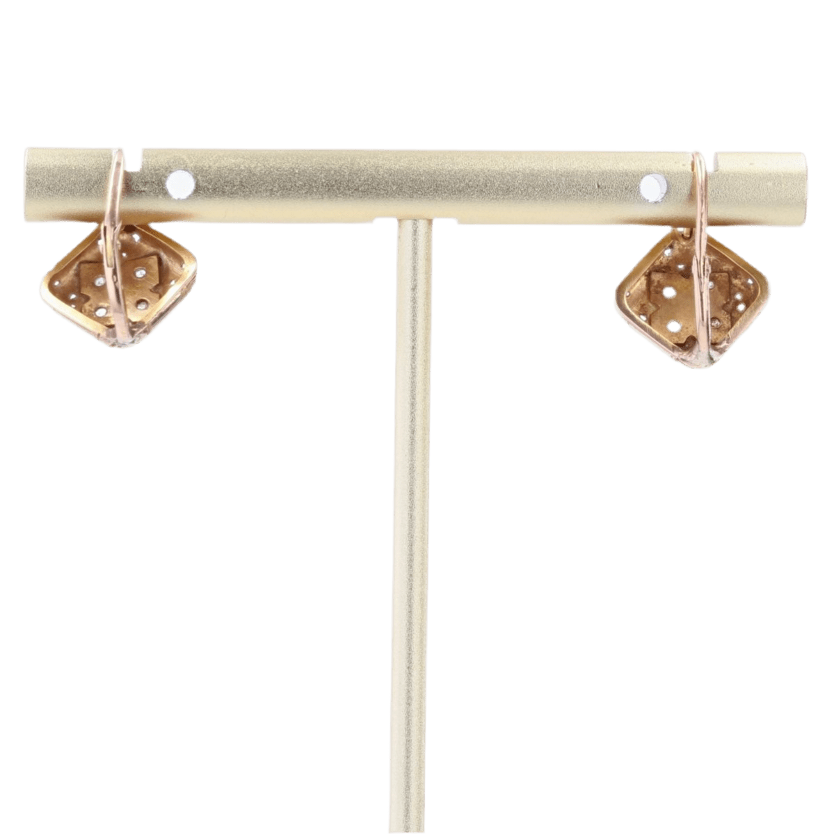 Boucles d'oreilles Dormeuses en or rose, perle et diamants - Castafiore