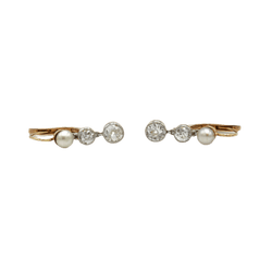 Boucles d'oreilles Dormeuses en or rose, perles et diamants - Castafiore