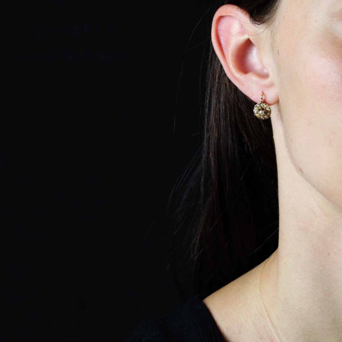 Boucles d'oreilles dormeuses en or rose perles fines - Castafiore