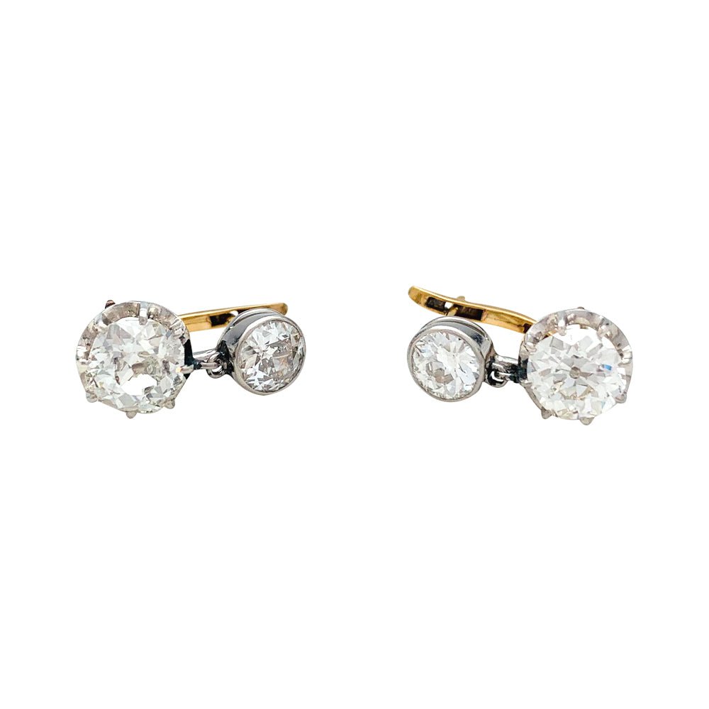 Boucles d'oreilles Dormeuses en or rose, platine et diamants - Castafiore