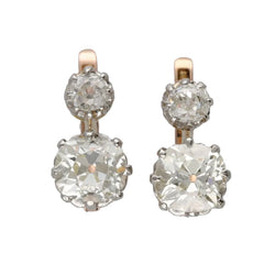 Boucles d'oreilles Dormeuses en or rose, platine et diamants - Castafiore
