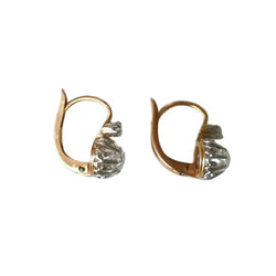 Boucles d'oreilles Dormeuses en or rose, platine et diamants - Castafiore