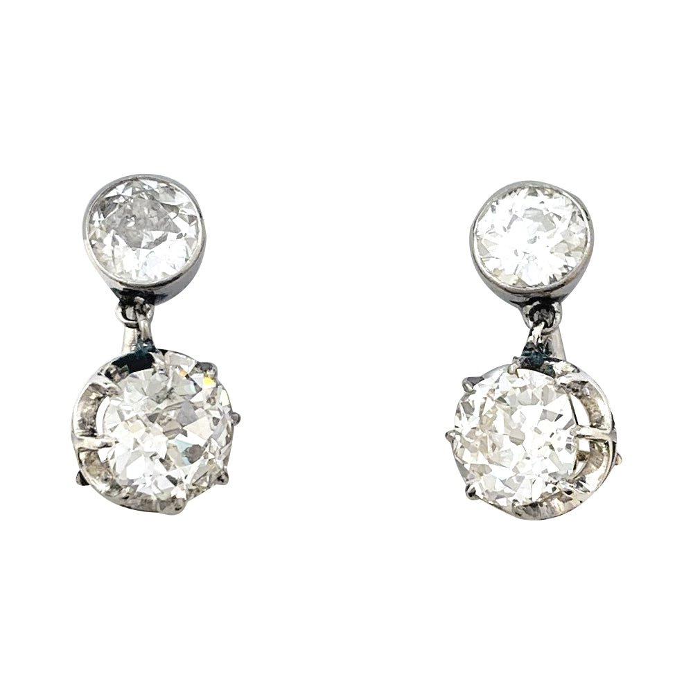 Boucles d'oreilles Dormeuses en or rose, platine et diamants - Castafiore
