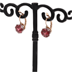 Boucles d'oreilles Dormeuses en or rose, platine et grenats - Castafiore