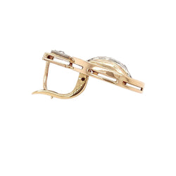 Boucles d'oreilles Dormeuses en or rose, platine, rubis et diamants - Castafiore