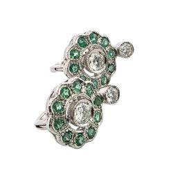 Boucles d'oreilles Dormeuses en platine, émeraudes et diamants - Castafiore