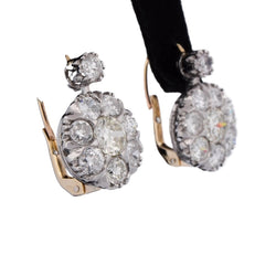 Boucles d'oreilles Dormeuses en platine et diamants - Castafiore