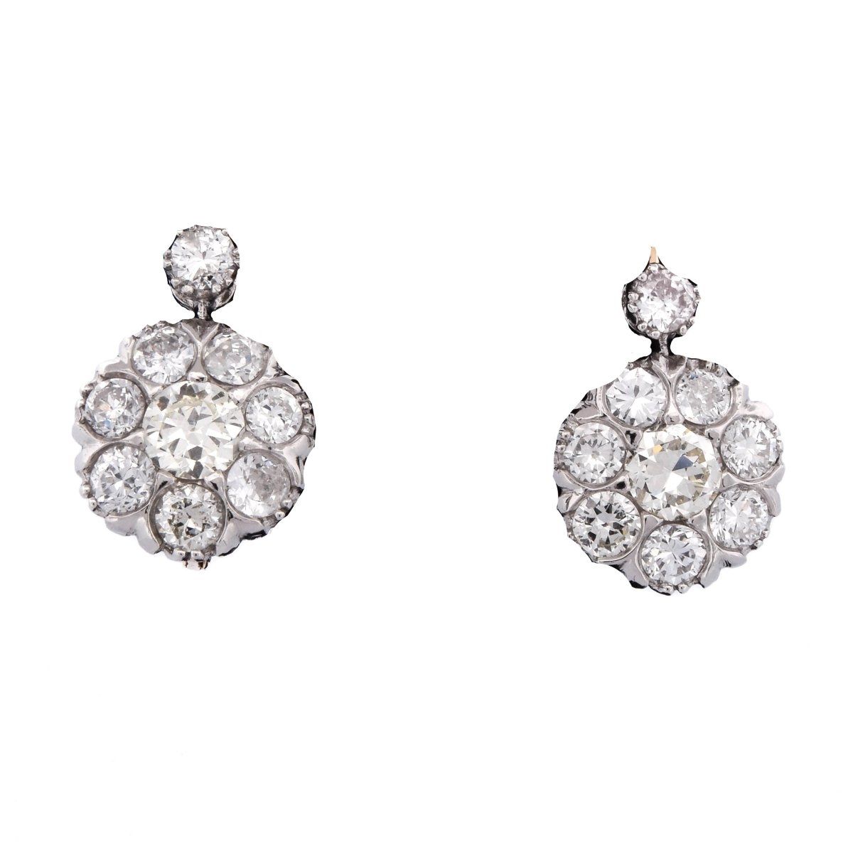 Boucles d'oreilles Dormeuses en platine et diamants - Castafiore
