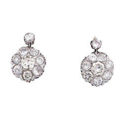 Boucles d'oreilles Dormeuses en platine et diamants - Castafiore