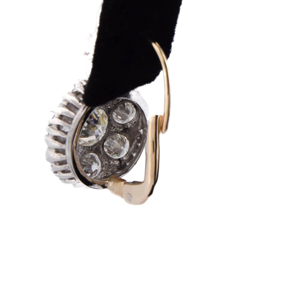 Boucles d'oreilles Dormeuses en platine et diamants - Castafiore