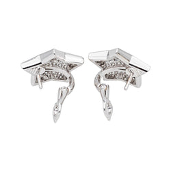 Boucles d'oreilles Dormeuses FRED "Lucifer" en or blanc et diamants - Castafiore