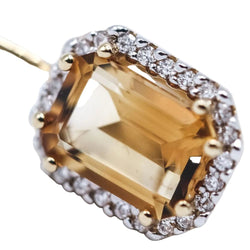 Boucles d'oreilles Dormeuses MONACLE en or jaune, citrines et diamants - Castafiore