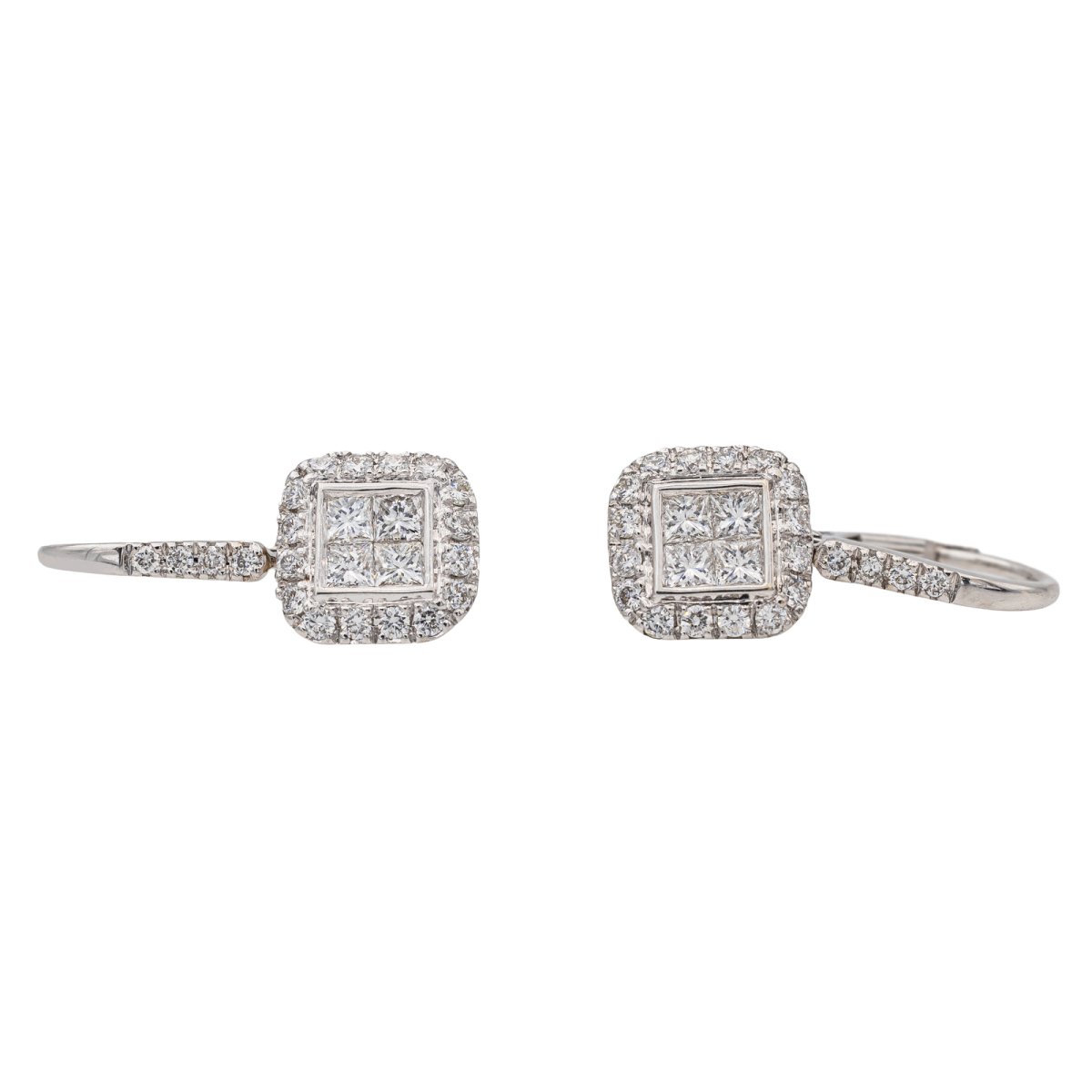 Boucles d'oreilles Dormeuses Or blanc Diamant - Castafiore