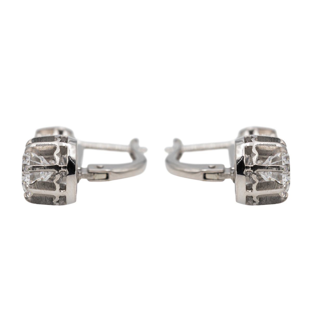 Boucles d'oreilles Dormeuses Or blanc Diamant - Castafiore