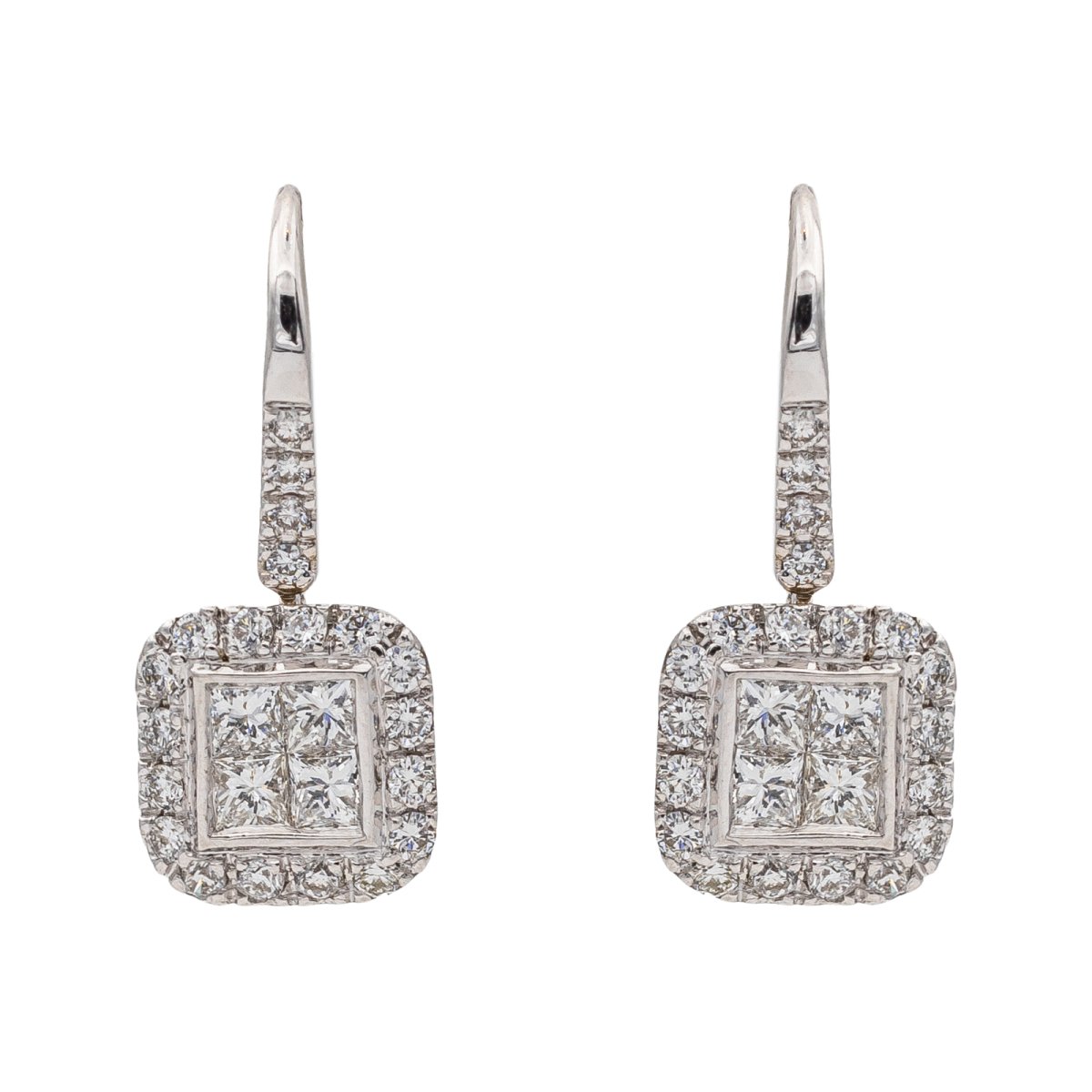 Boucles d'oreilles Dormeuses Or blanc Diamant - Castafiore