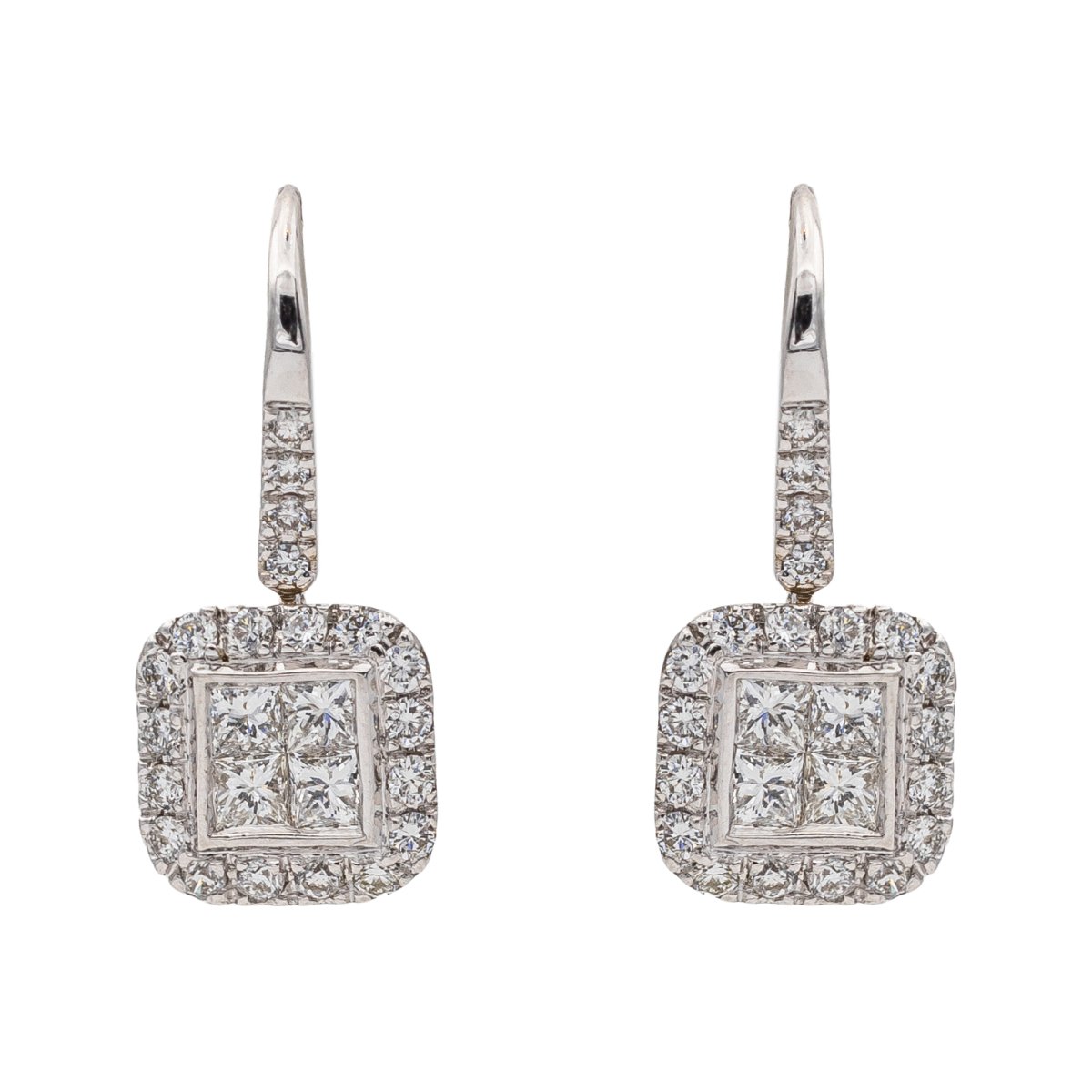 Boucles d'oreilles Dormeuses Or blanc Diamant - Castafiore