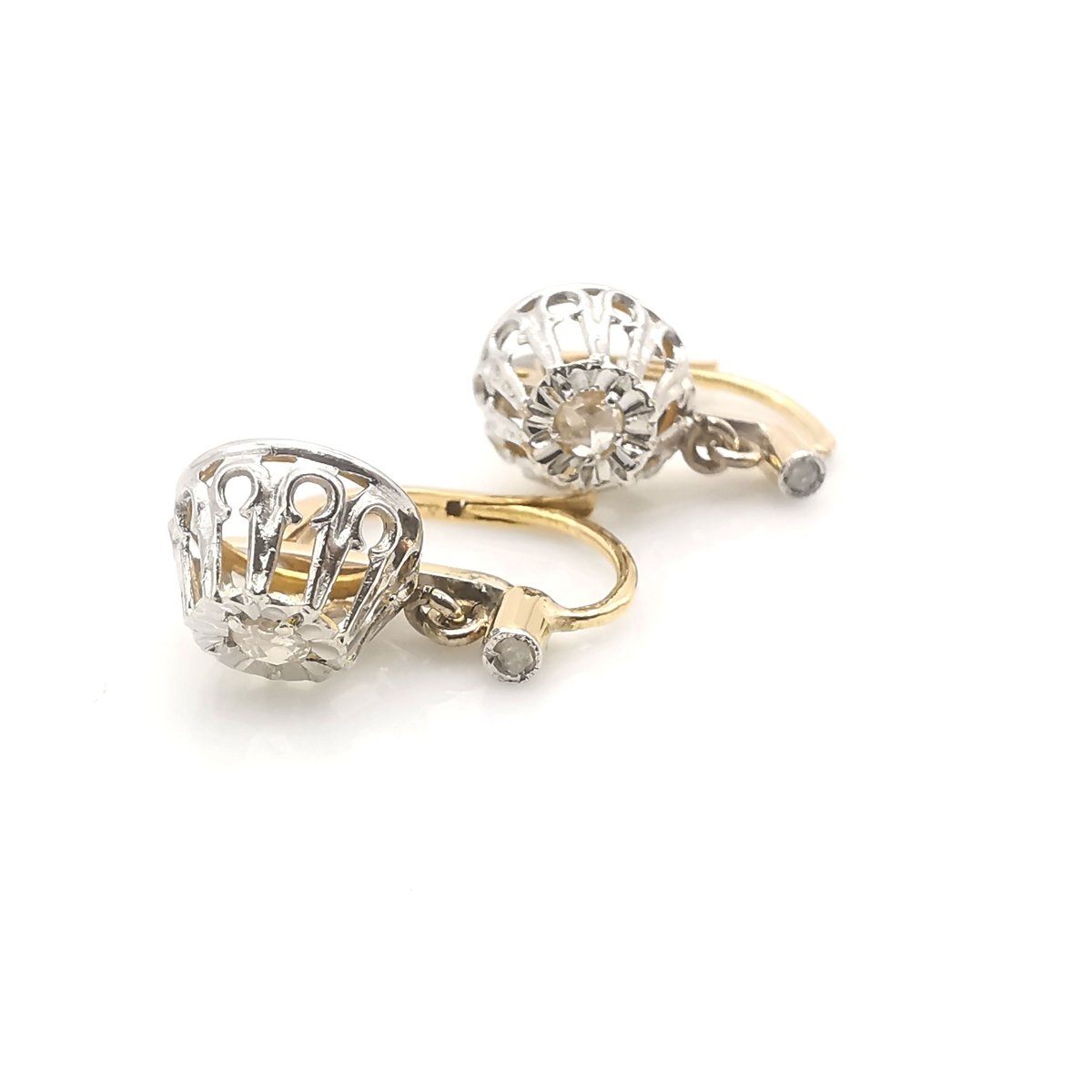 Boucles d'oreilles dormeuses Or Diamants - Castafiore