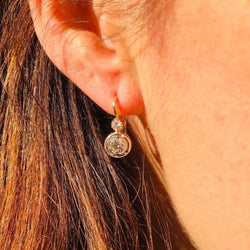 Boucles d'oreilles dormeuses or et diamants - Castafiore
