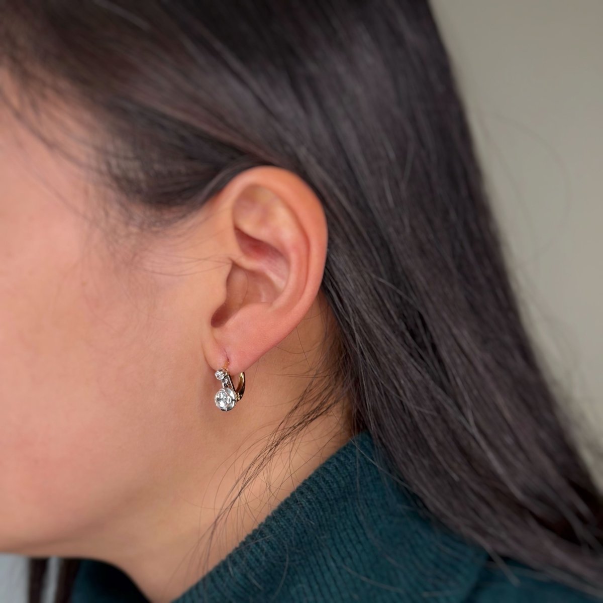 Boucles d'oreilles Dormeuses - Or, Platine & Diamants