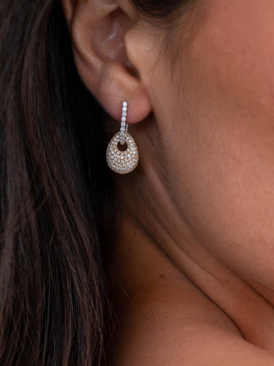 Boucles d'oreilles Dormeuses Or rose Diamant - Castafiore