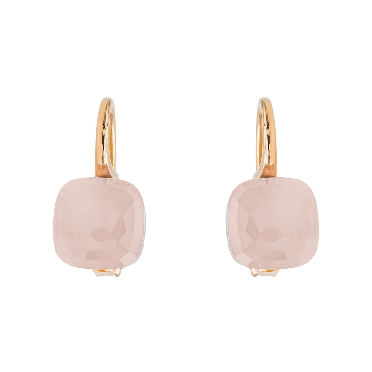 Boucles d'oreilles Dormeuses POMELLATO "Nudo" en or rose et quartz - Castafiore