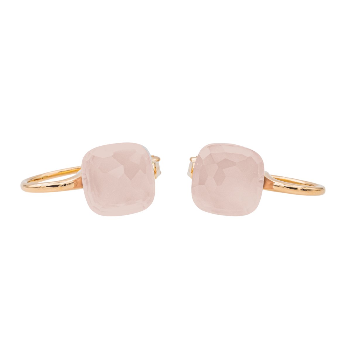 Boucles d'oreilles Dormeuses POMELLATO "Nudo" en or rose et quartz - Castafiore