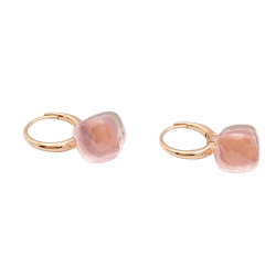 Boucles d'oreilles Dormeuses POMELLATO "Nudo" en or rose, or blanc et quartz - Castafiore