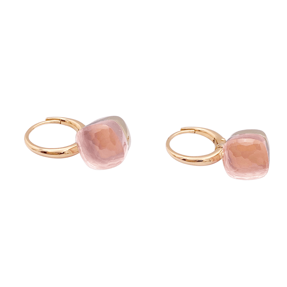 Boucles d'oreilles Dormeuses POMELLATO "Nudo" en or rose, or blanc et quartz - Castafiore