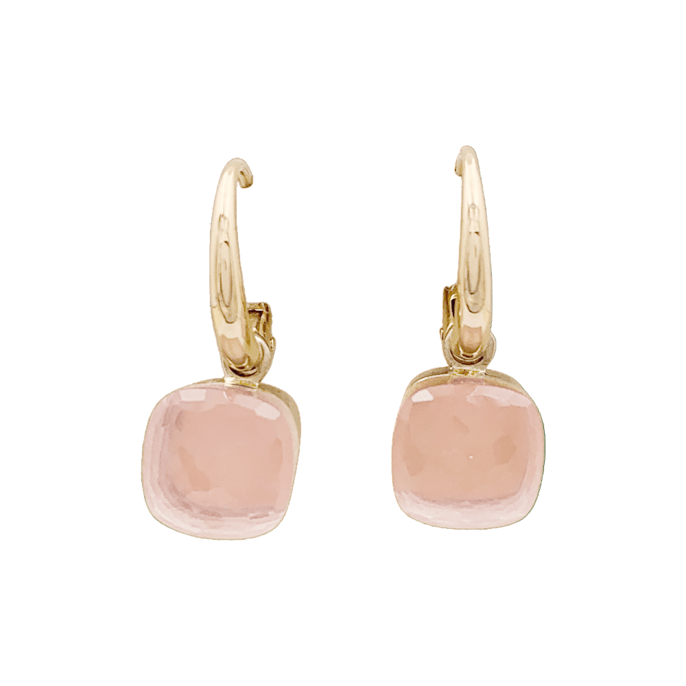 Boucles d'oreilles Dormeuses POMELLATO "Nudo" en or rose, or blanc et quartz - Castafiore