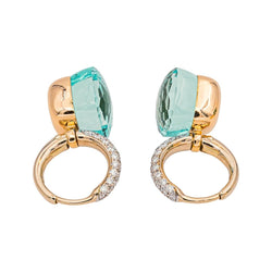 Boucles d'oreilles Dormeuses POMELLATO "Nudo" en or rose, or blanc, topazes et diamants - Castafiore