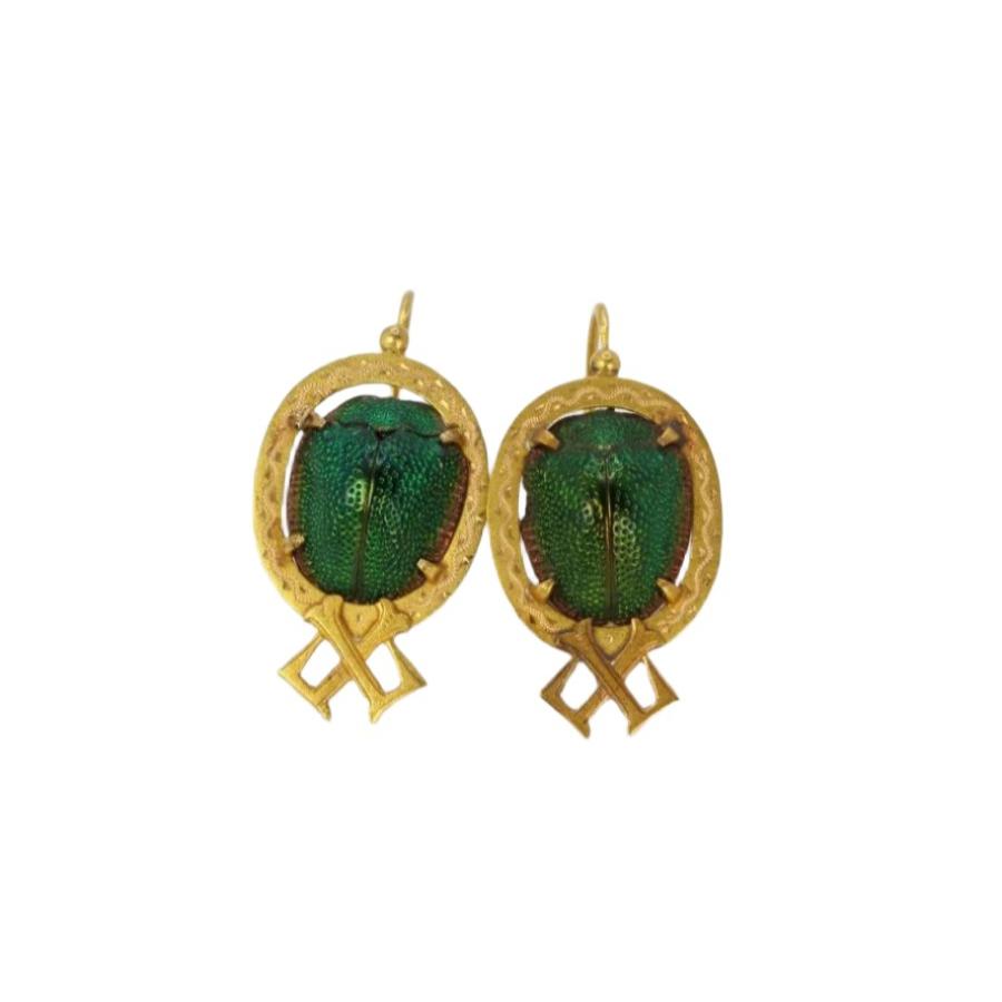 Boucles d'oreilles dormeuses scarabée - Castafiore