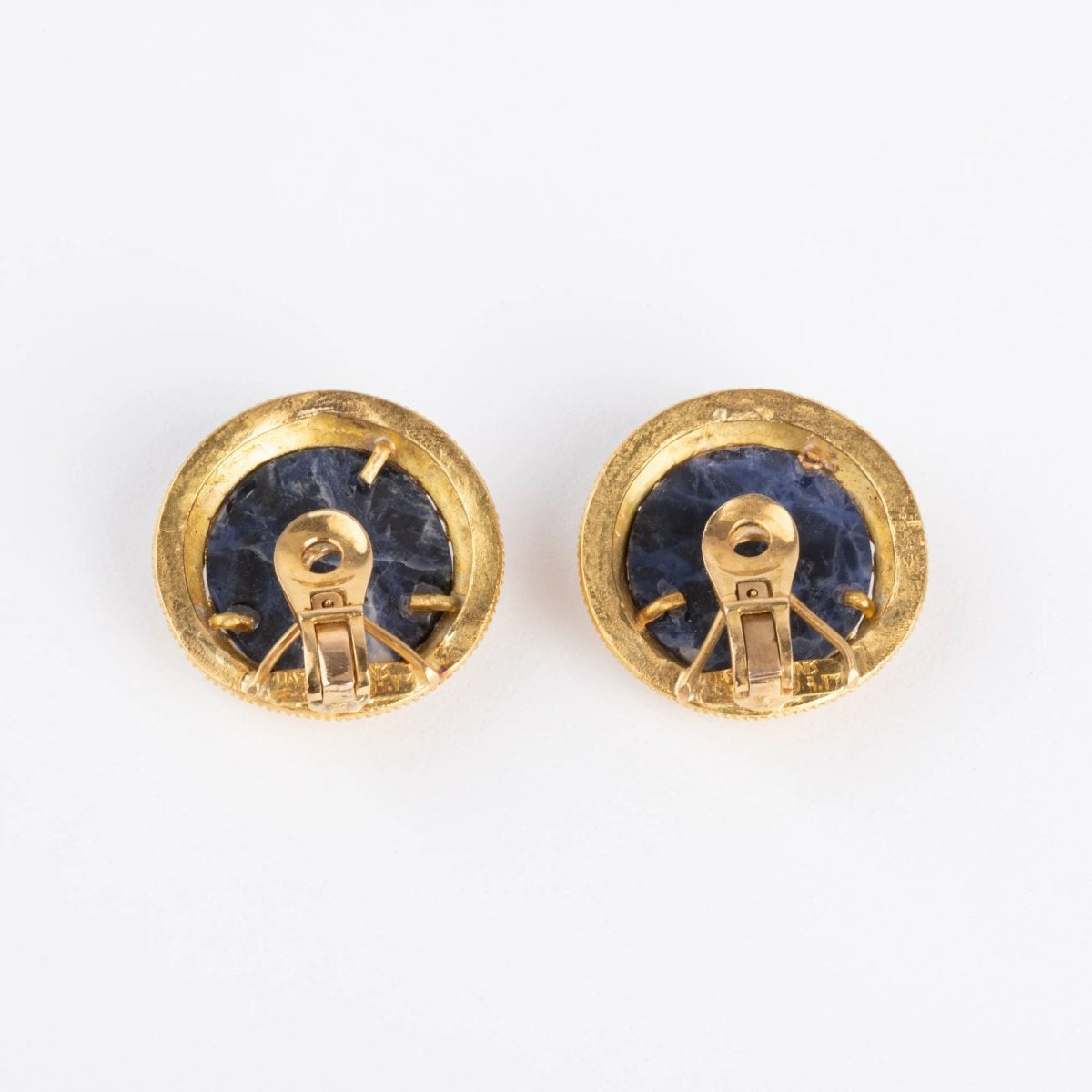 Boucles d'oreilles du créateur grec Ilias Lalaounis en or et sodalite - Castafiore