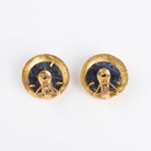 Boucles d'oreilles du créateur grec Ilias Lalaounis en or et sodalite - Castafiore