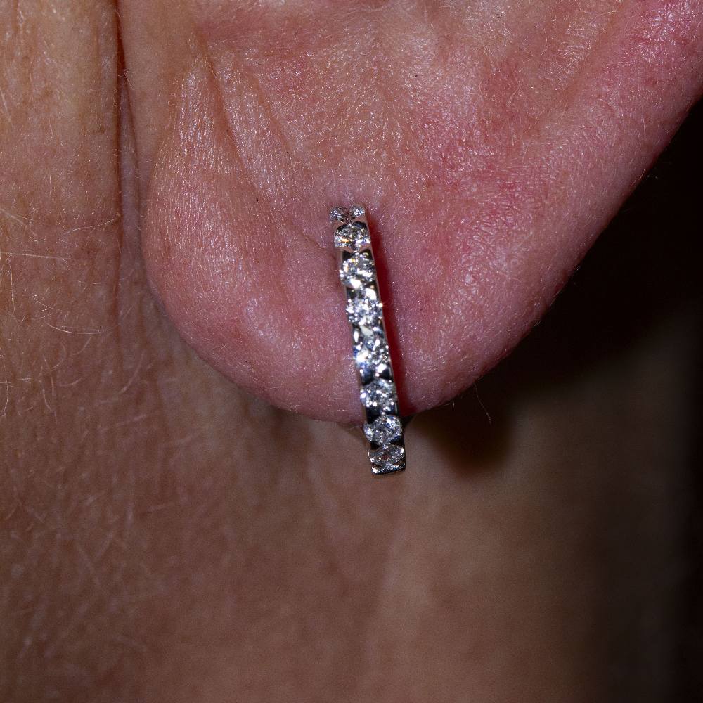 Boucles d'oreilles DUBBLE en or blanc et diamant - Castafiore