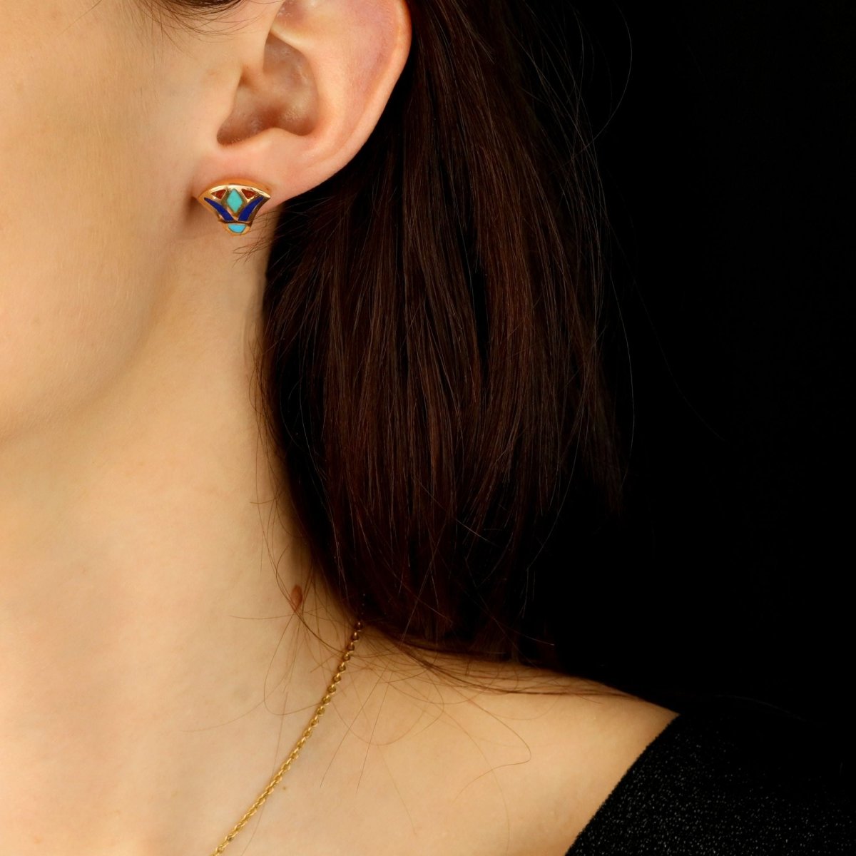 Earrings Egyptian gold enamel