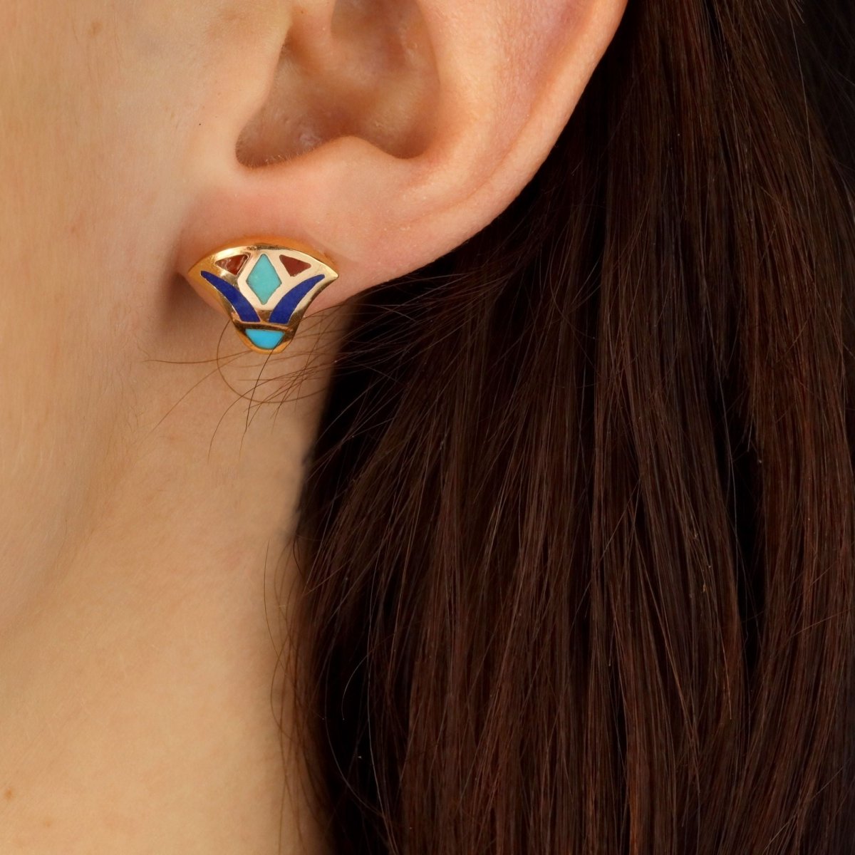 Earrings Egyptian gold enamel