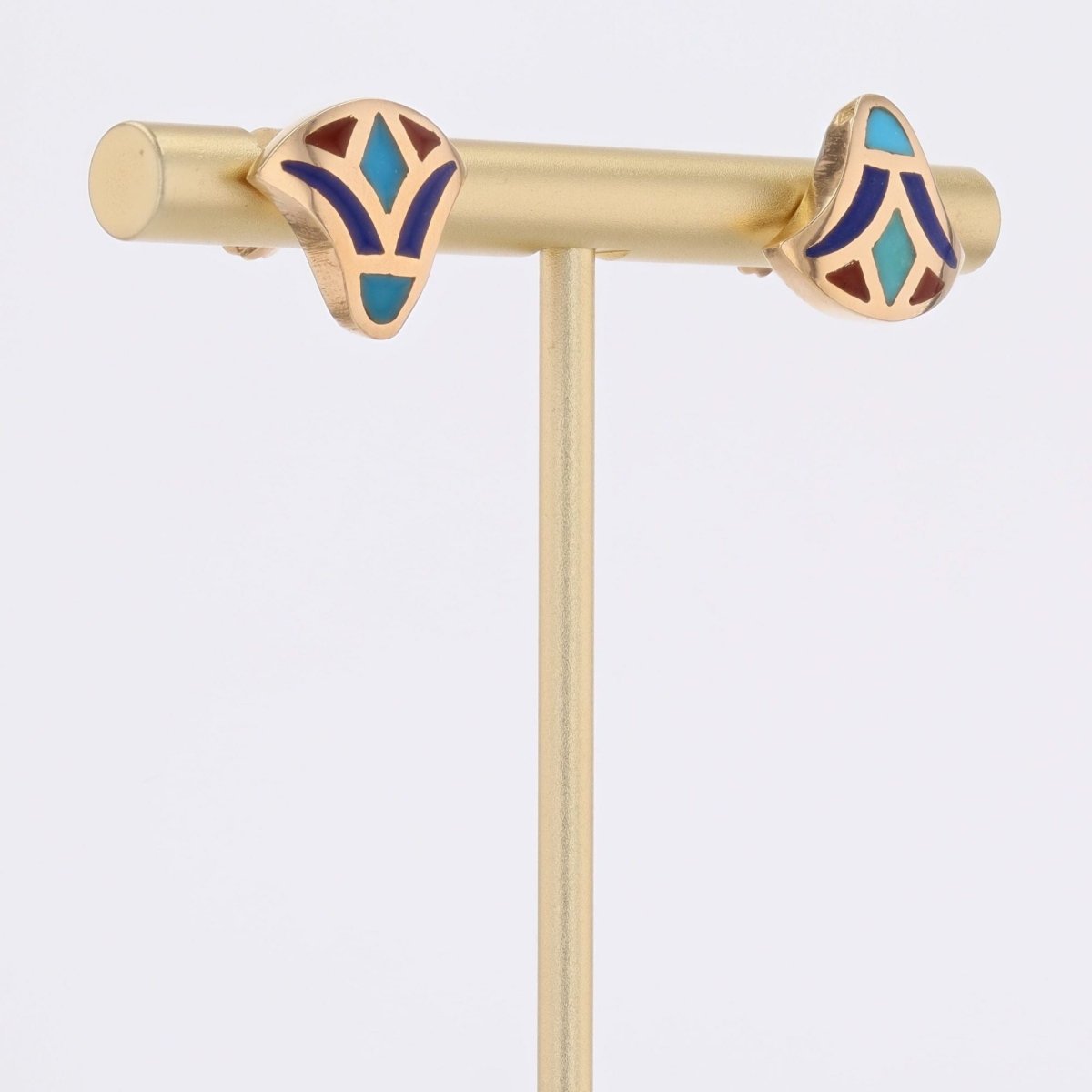 Earrings Egyptian gold enamel