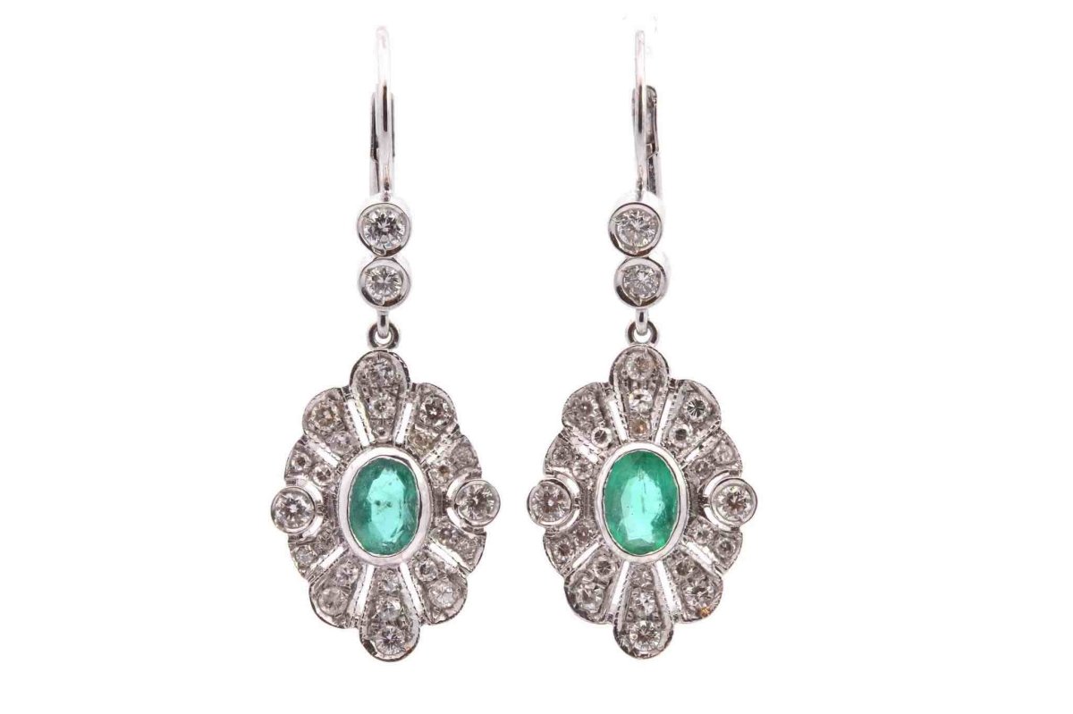 Boucles d'oreilles émeraudes et diamants - Castafiore