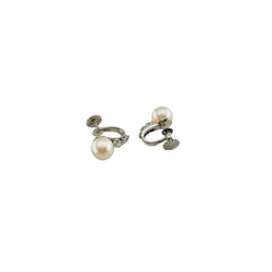 Boucles d'oreilles en argent, perle et diamants - Castafiore