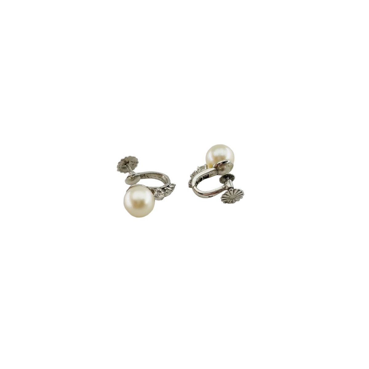 Boucles d'oreilles en argent, perle et diamants - Castafiore