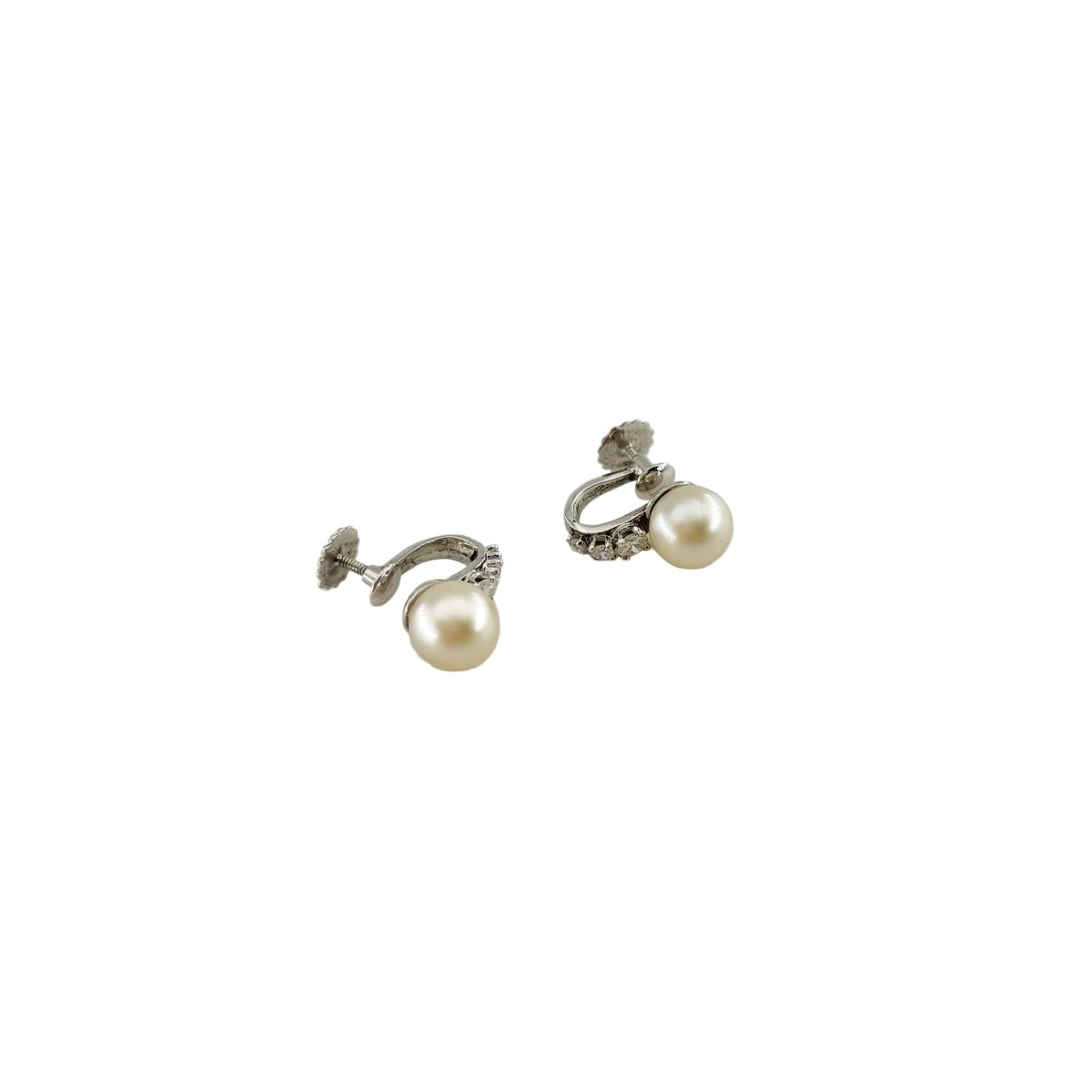 Boucles d'oreilles en argent, perle et diamants - Castafiore