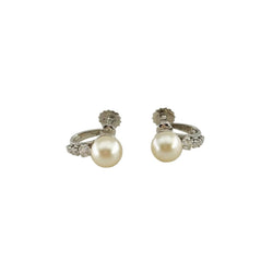 Boucles d'oreilles en argent, perle et diamants - Castafiore