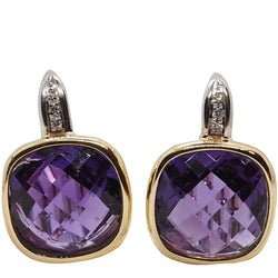 Boucles d'oreilles en deux ors, améthyste et diamants - Castafiore