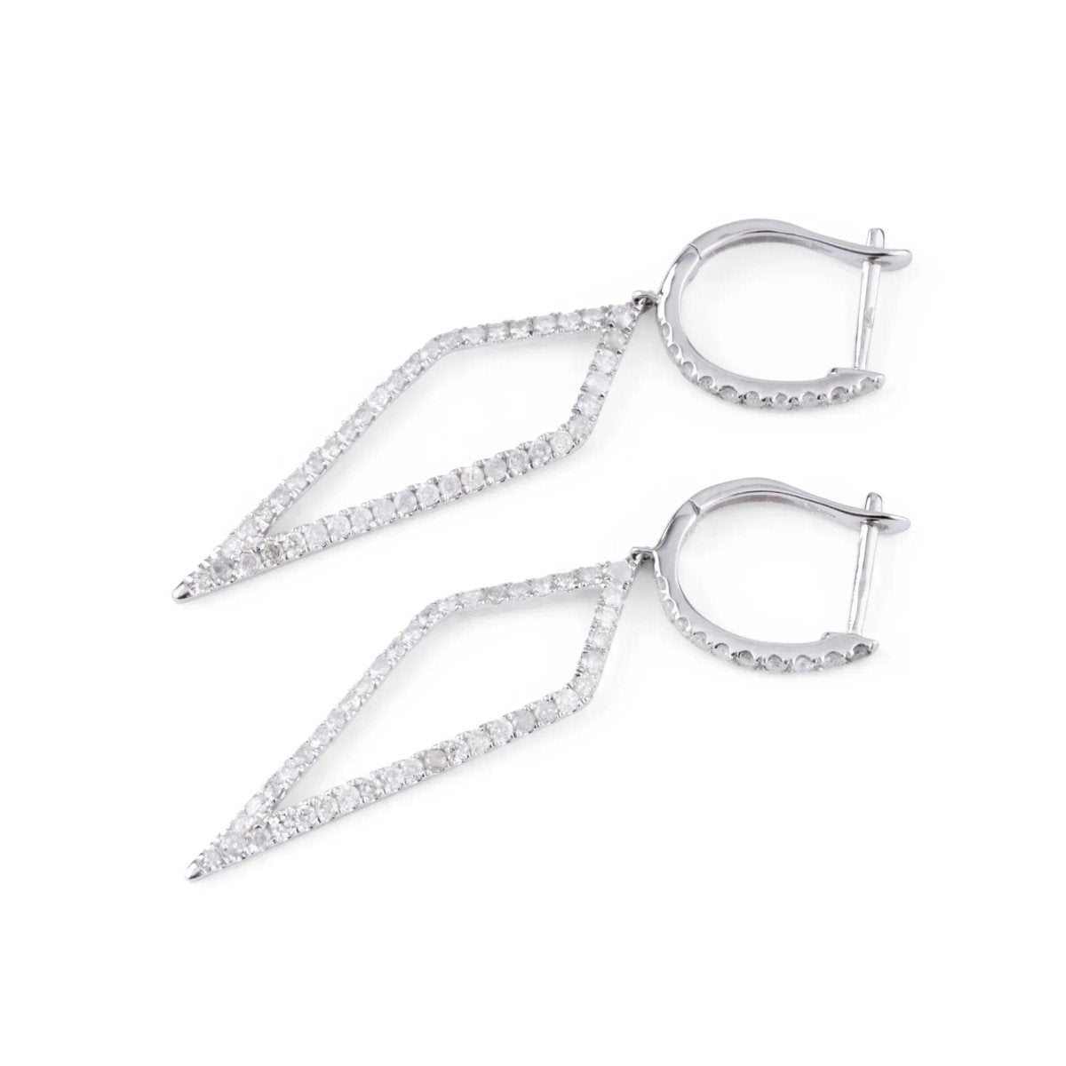Boucles d'oreilles en gris à formes géométriques ajourées,pavées de diamant - Castafiore