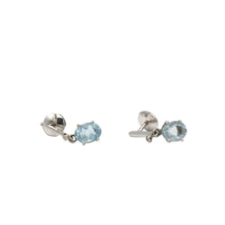 Boucles d'oreilles en or blanc, aigues - marines, et diamants - Castafiore