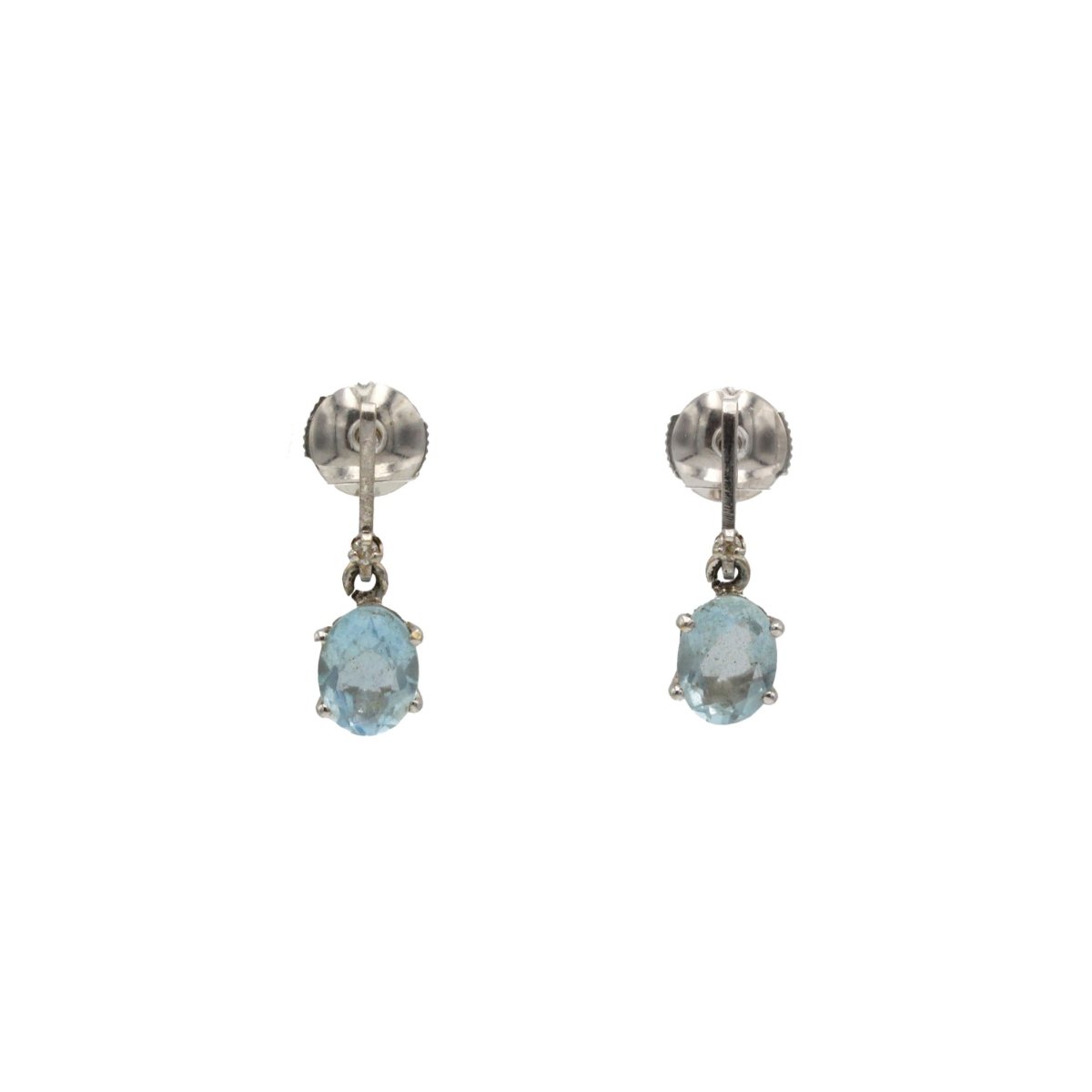 Boucles d'oreilles en or blanc, aigues - marines, et diamants - Castafiore