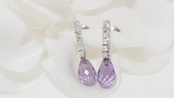 Boucles d'oreilles en or blanc, améthystes et diamants