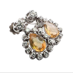 Boucles d'oreilles en or blanc, citrines et diamants - Castafiore