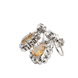 Boucles d'oreilles en or blanc, citrines et diamants - Castafiore