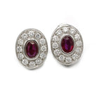 Boucles d'oreilles en or blanc, diamant et rubis - Castafiore